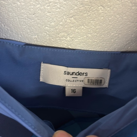 RTR sz 16 (1x) Saunders blue stripe slip v neck strappy asymmetrical skirt dress - Picture 6 of 10